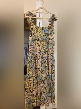 Flowered tiered Maxi dress with square neck